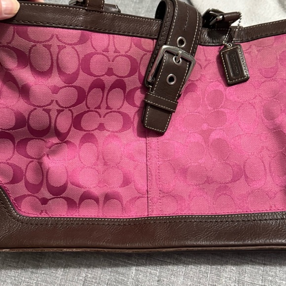 Coach Pink and Brown Signature Tote Bag - Picture 2 of 7